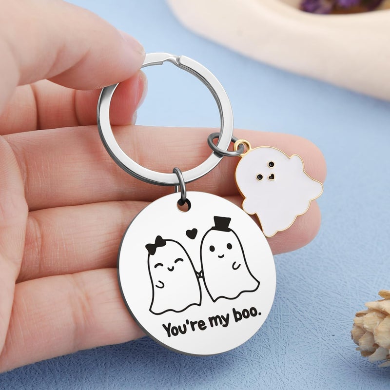 Keniot Halloween Gifts for Women Men, Halloween Boo Basket Stuffers for Girlfriend Boyfriend, Cute Couple Gift Keychain for Halloween Birthday Anniversary - Image 4